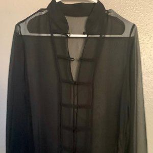 Sheer black long Harari tunic Sz S